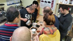 Preparing some V60 coffee during the course