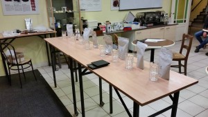 How to set the table for coffee cupping?